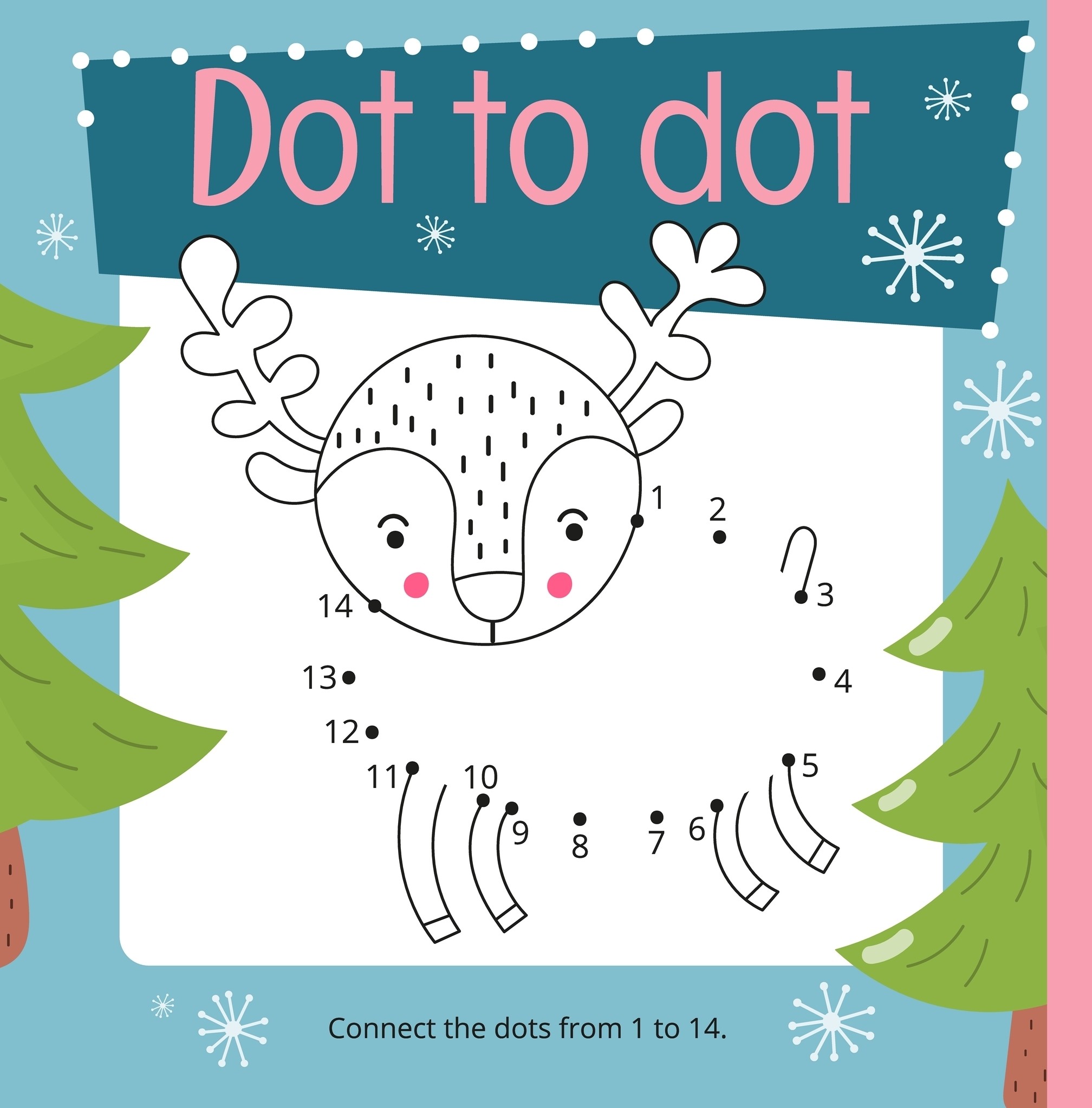 Christmas Reindeer Dot To Dot Holly Jolly Christmas